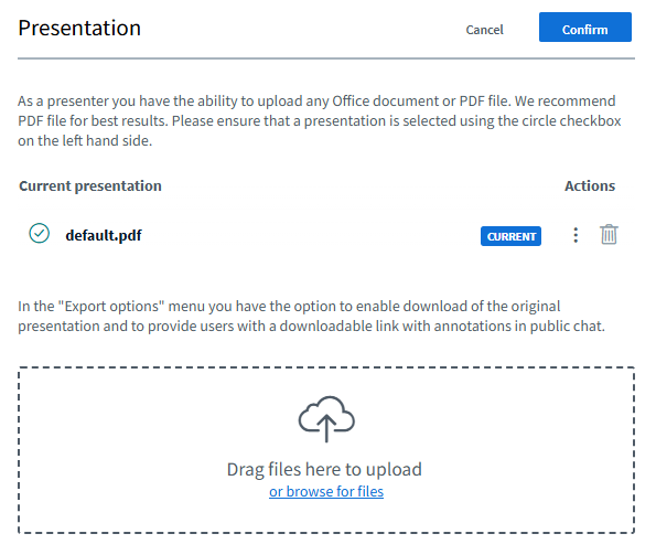 Screenshot of the starting page