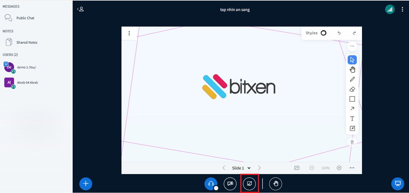 Screenshot of the starting page