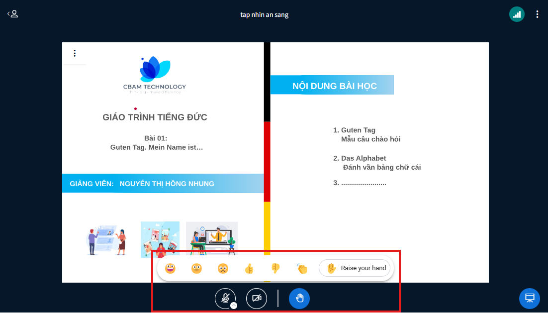 Screenshot of the starting page
